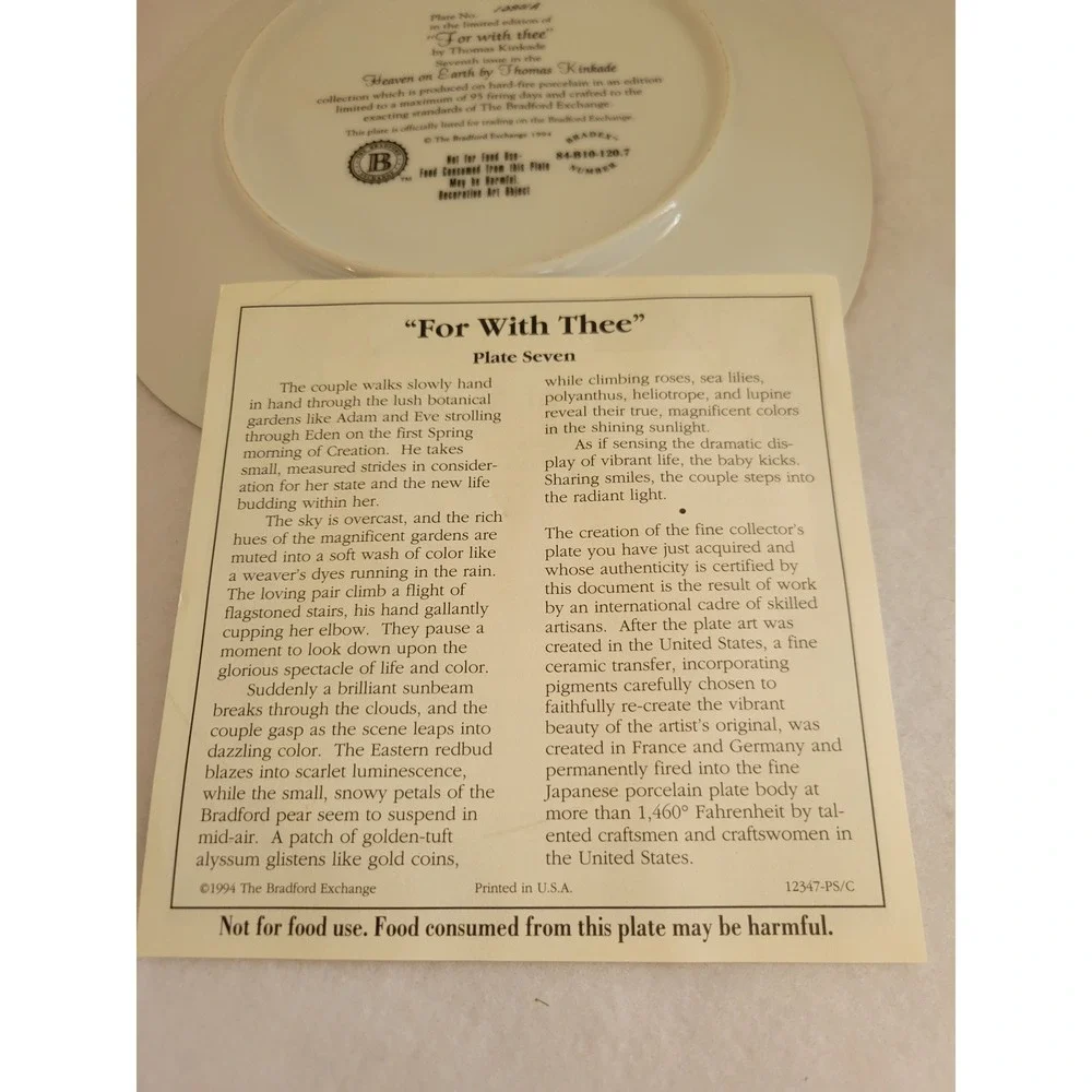 Thomas Kinkade Collector Plate Bradford Exch. For With‎ Thee Heaven 8in Cottage - Picture 4 of 11